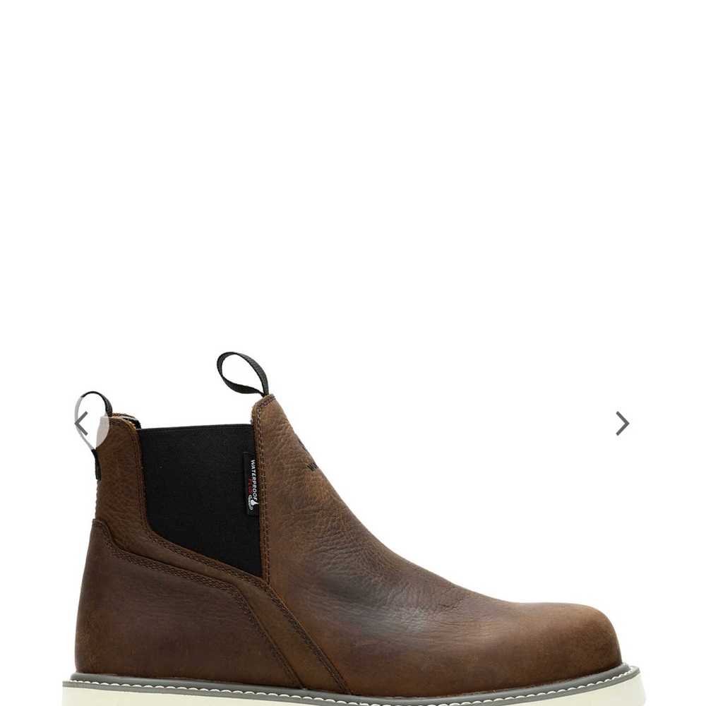 Steel-Toe Wolverine Brown Leather Slip-On Boots